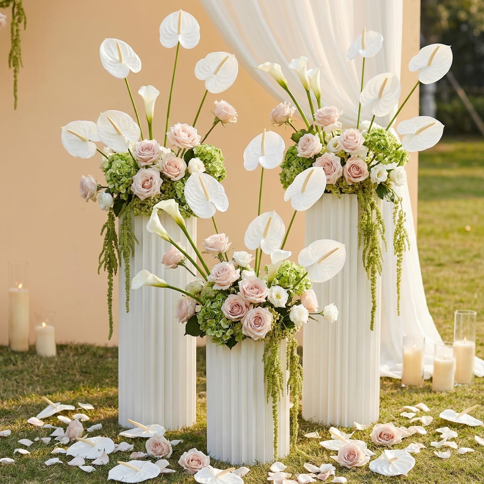 20 PCS White Faux Anthurium Artificial Tropical Flowers DIY 23.6 Inch Decor