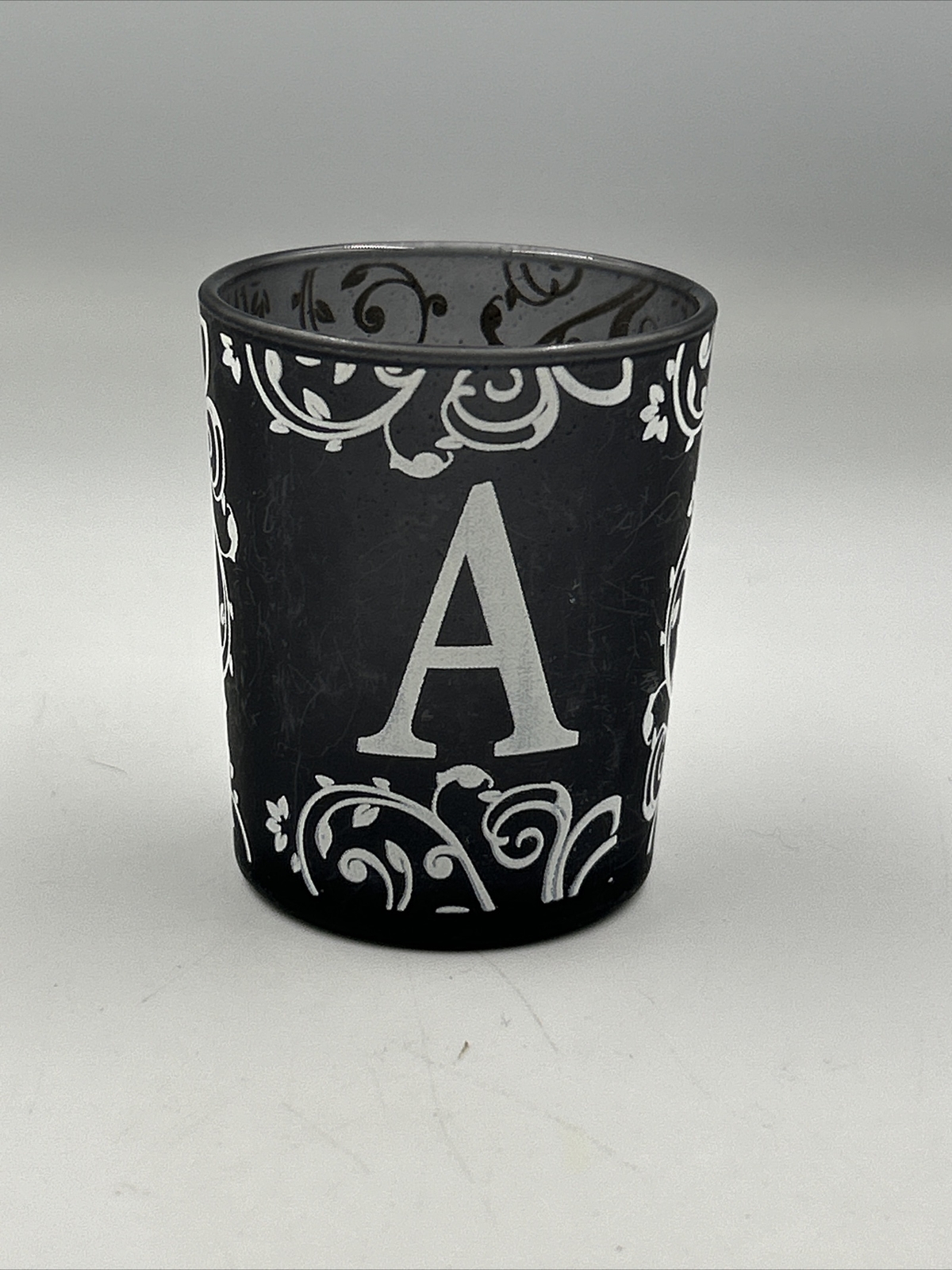 Glass LETTER A VOTIVE CANDLE HOLDER DECORATION Black