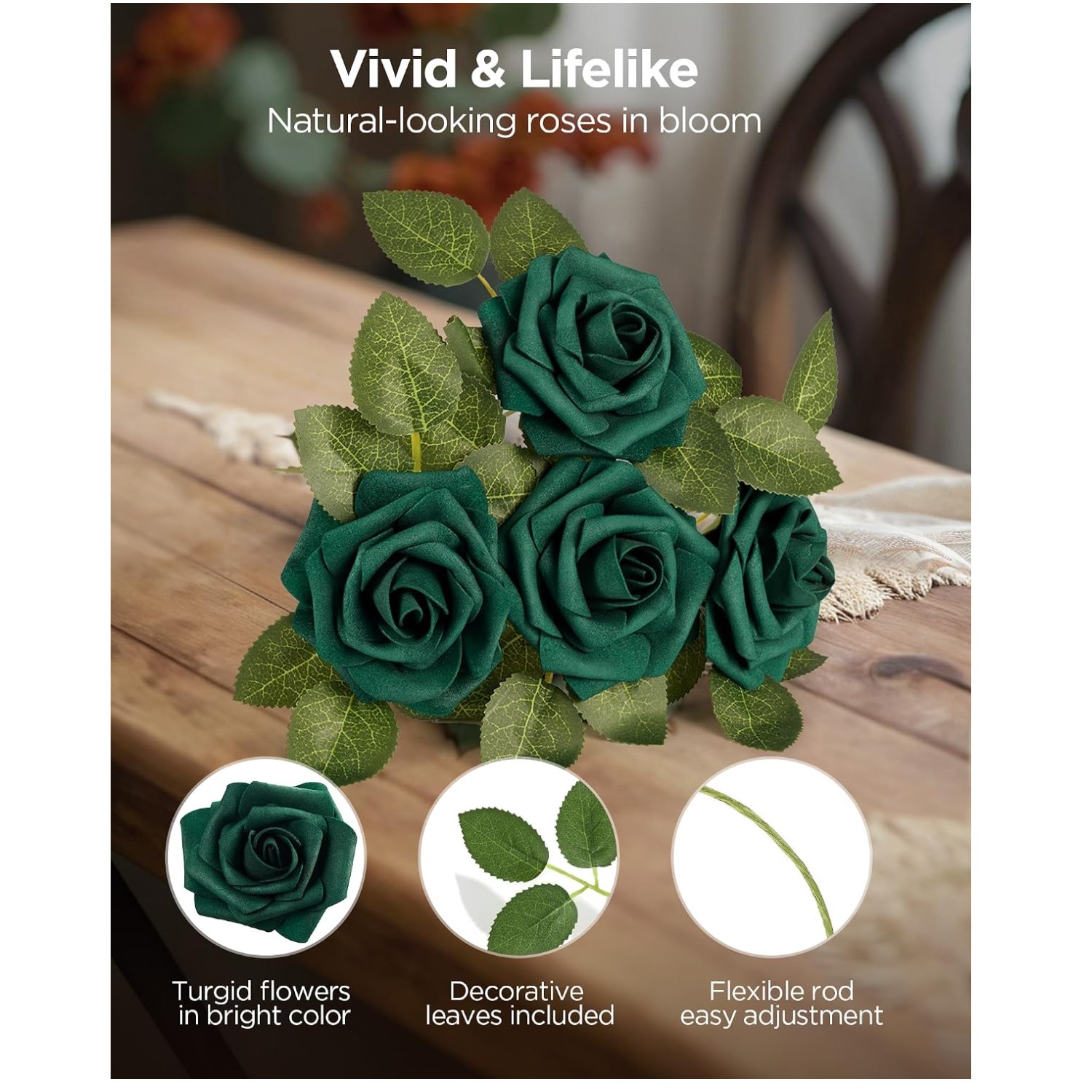 Hunt Green Foam Roses Bulk – 100 Pcs for DIY Wedding Decor