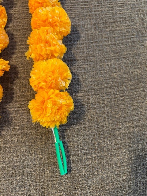 Artificial Orange Marigold Flower Home Decor Art Garland, 75 pieces. USA Seller