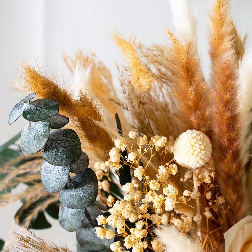 101pcs Artificial Flowers in Vase Natural Dried Pampas Grass Decor with Vase …