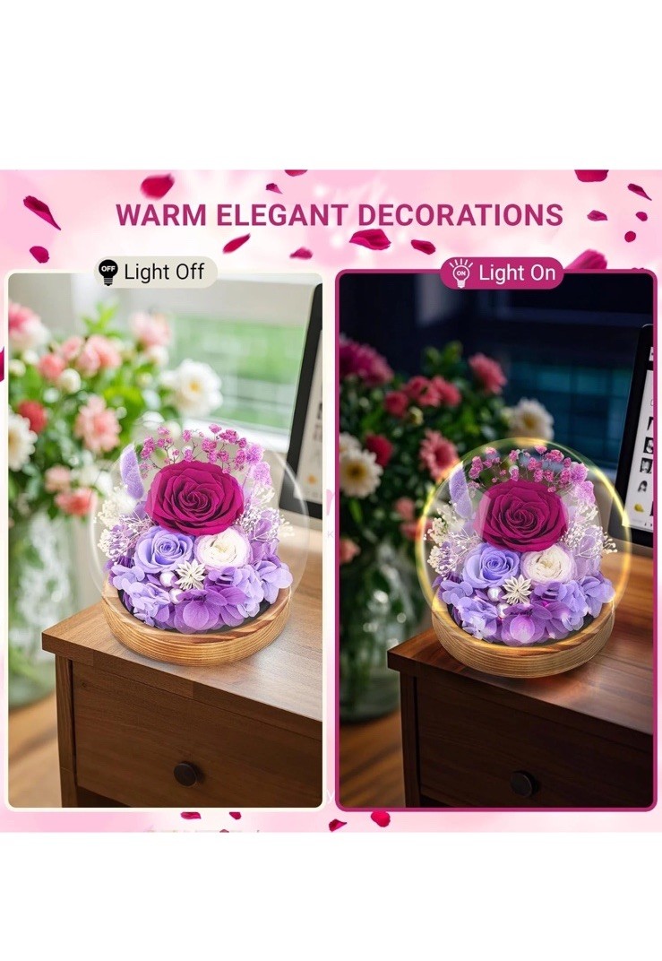Preserved Flowers Roses in Glass Dome, Forever Flowers for Delivery Graclect New