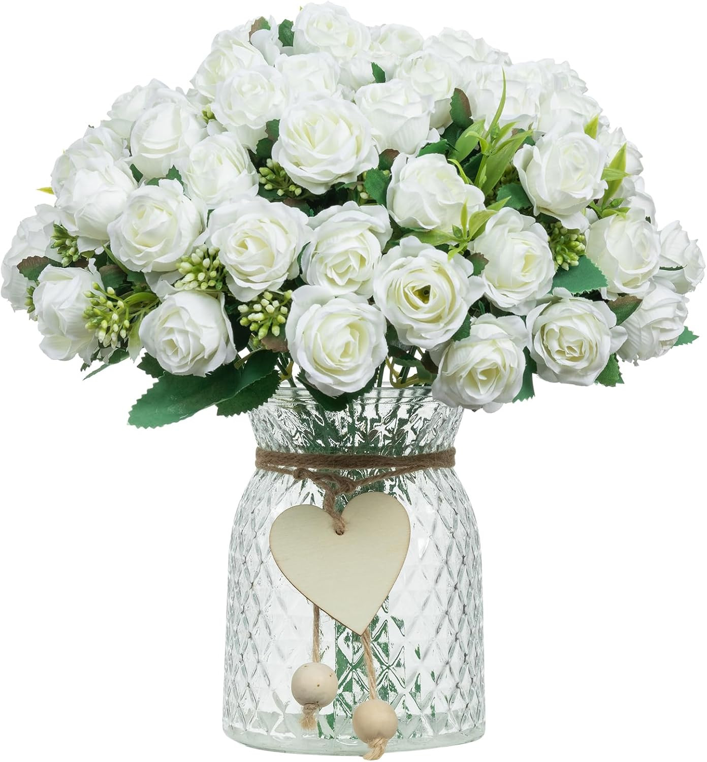6 Pack Artificial Rose Bouquet Silk Roses Flowers Bunches Bulk for Wedding Home