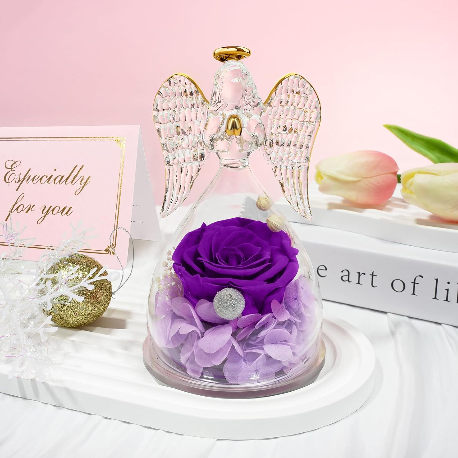 Gifts for Mom Birthday Gifts for Women, Mothers Day Preserved Real Roses in Glas