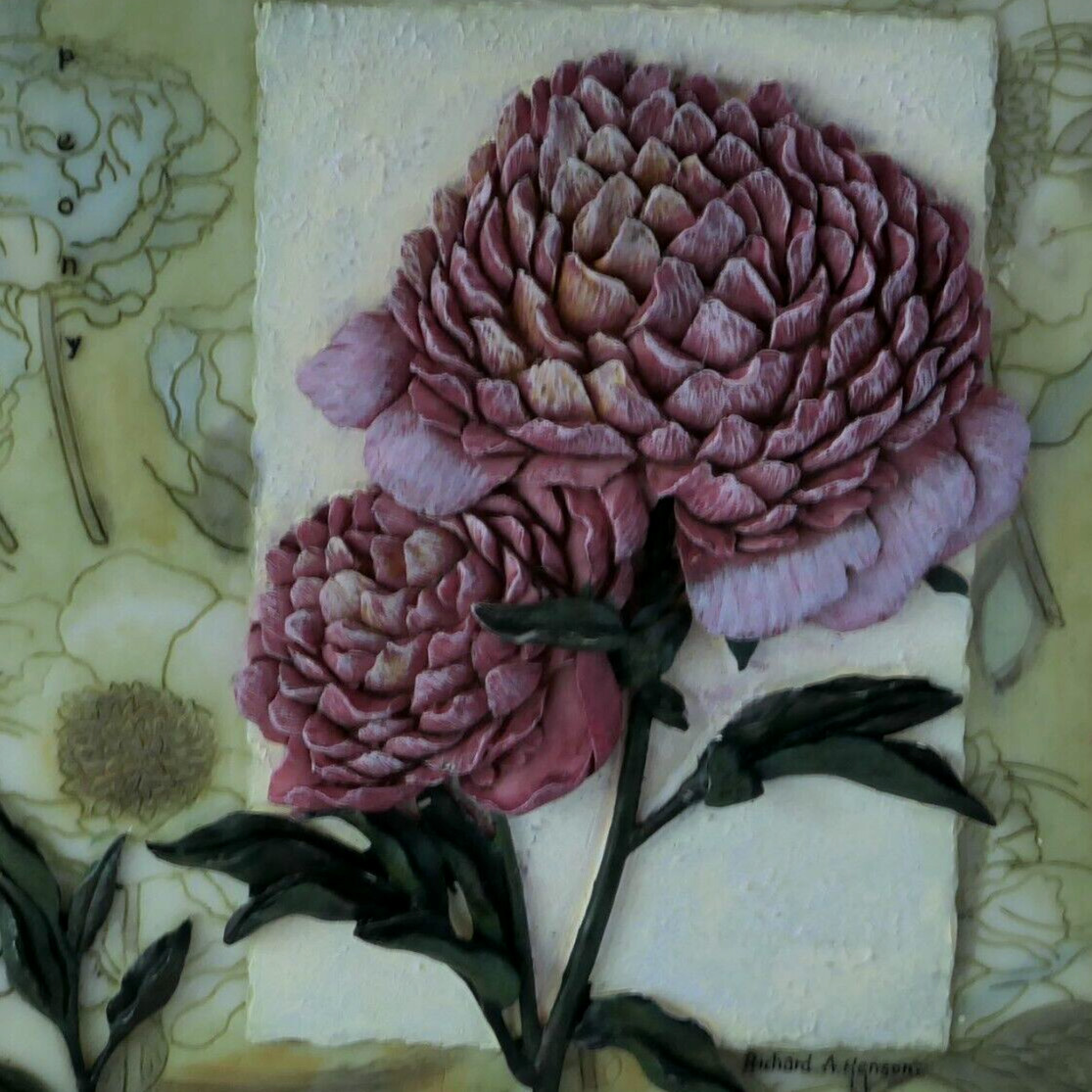 Floral Columbine 3-D Wall Tile Plaques Richard A Henson Cottagecore Farm Country