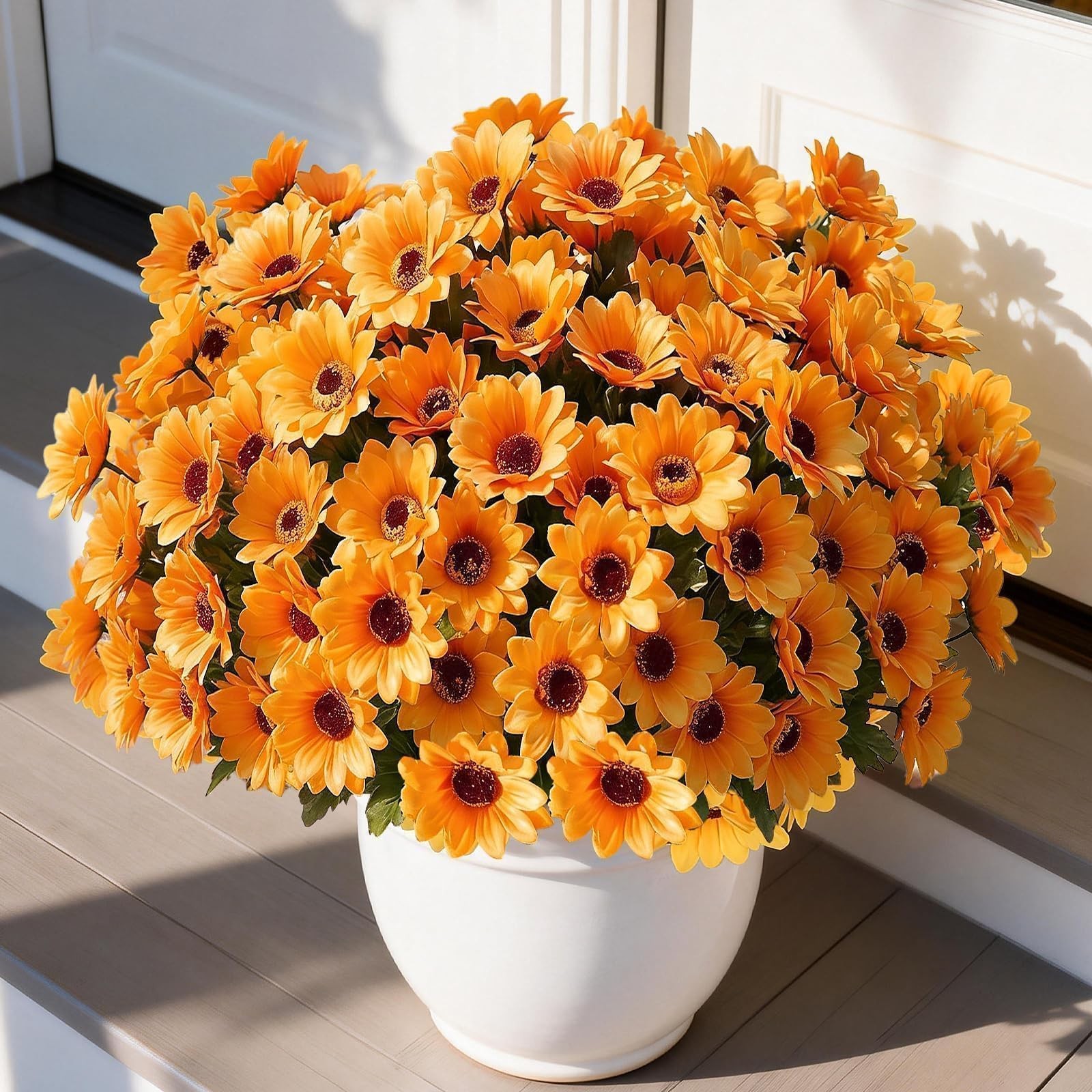 12 Bunches Sunflowers Artificial Flowers for Outdoors UV Resistant Fall Flowe…