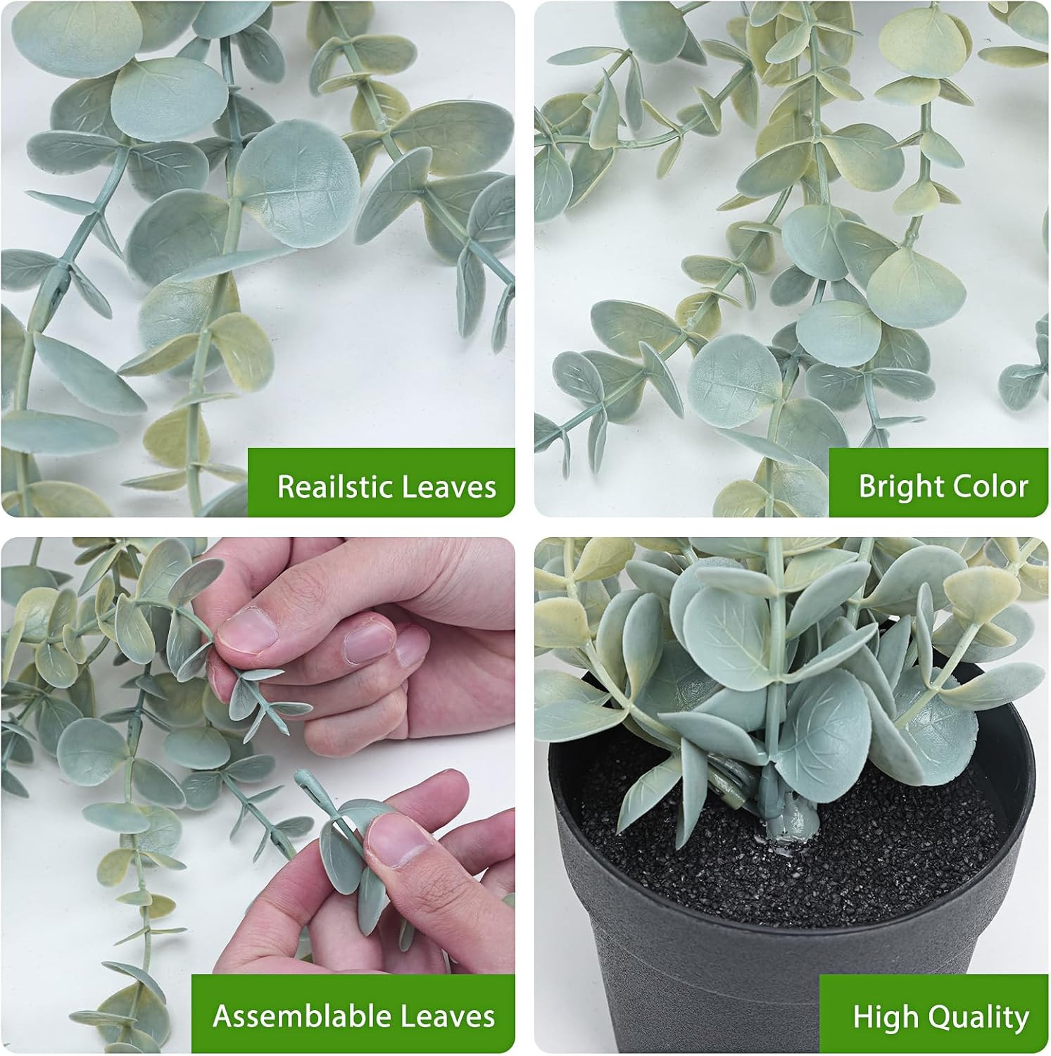 1Pcs Artificial Hanging Plants, Fake Potted Eucalyptus Faux Hanging Plant for Wa