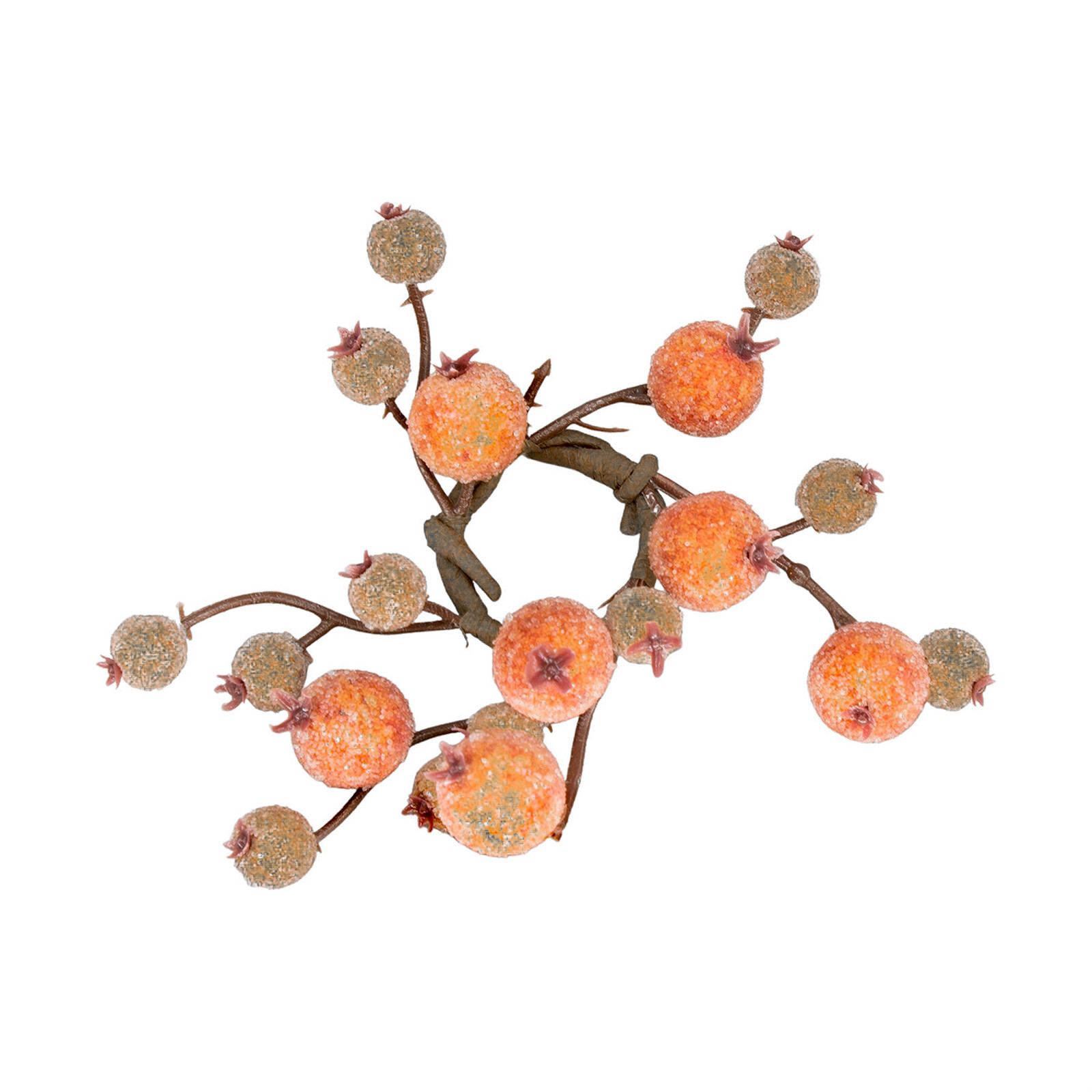 Tan & Orange Crystal Berry Mini Candle / Napkin Ring Autumn Fall Floral