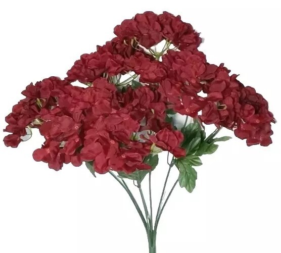 Lg Burgundy Hydrangea 21″ Bush Silk Flower General Home Decor Wedding #2257