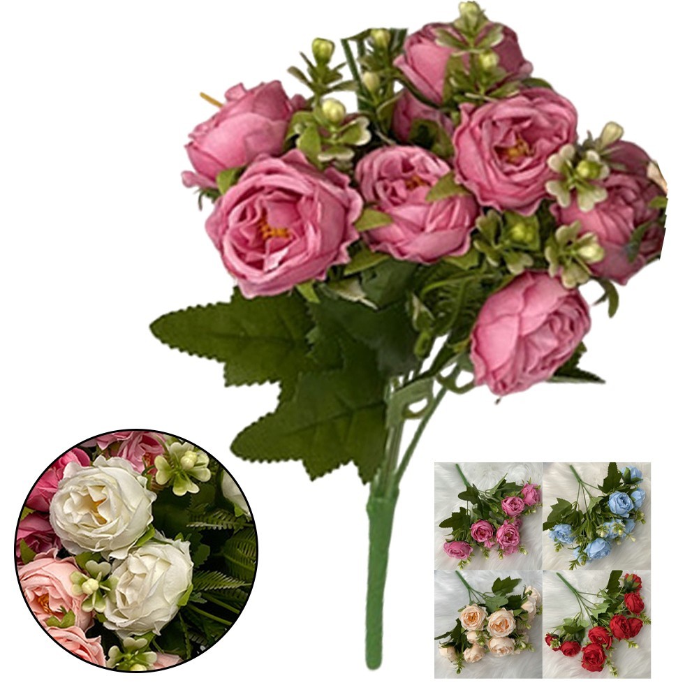 Vibrant Artificial Flowers Nordic Style Starry Peonies on Elegant Cloth