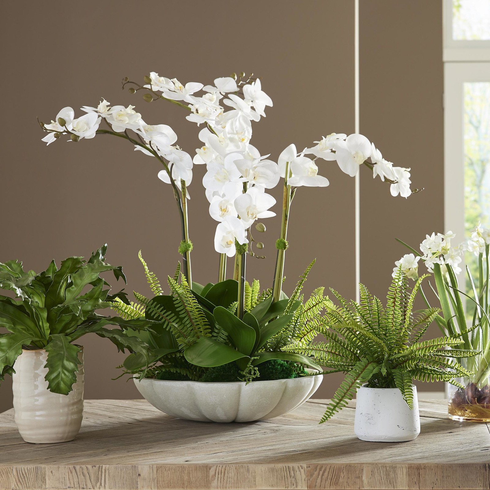 Uttermost 60239 Flourish Orchid 36″ Tall Rice Stone Faux Flora – White