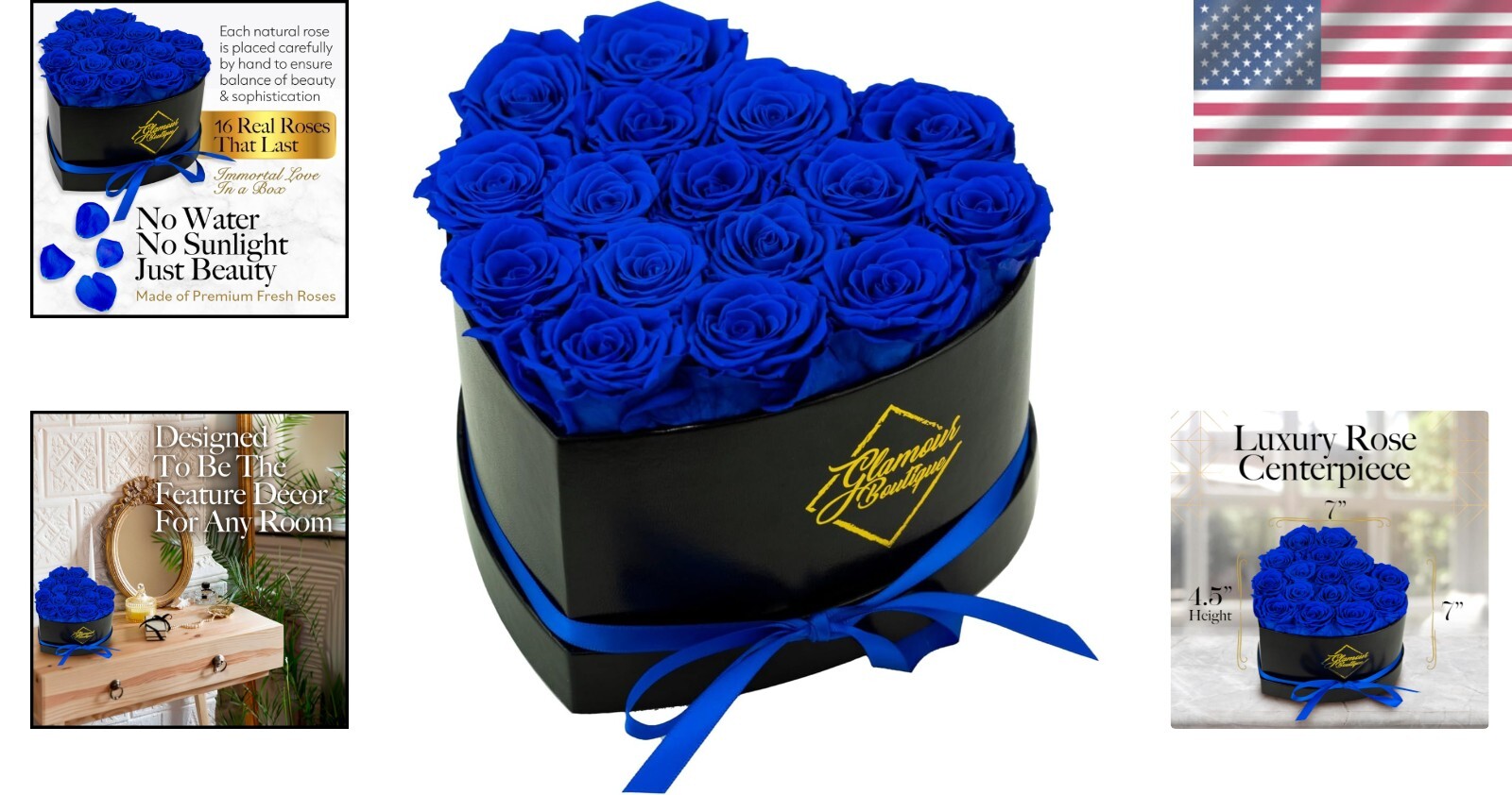 Eternal 16 Blue Roses Heart Box – Elegant Home Decor & Gift for Loved Ones