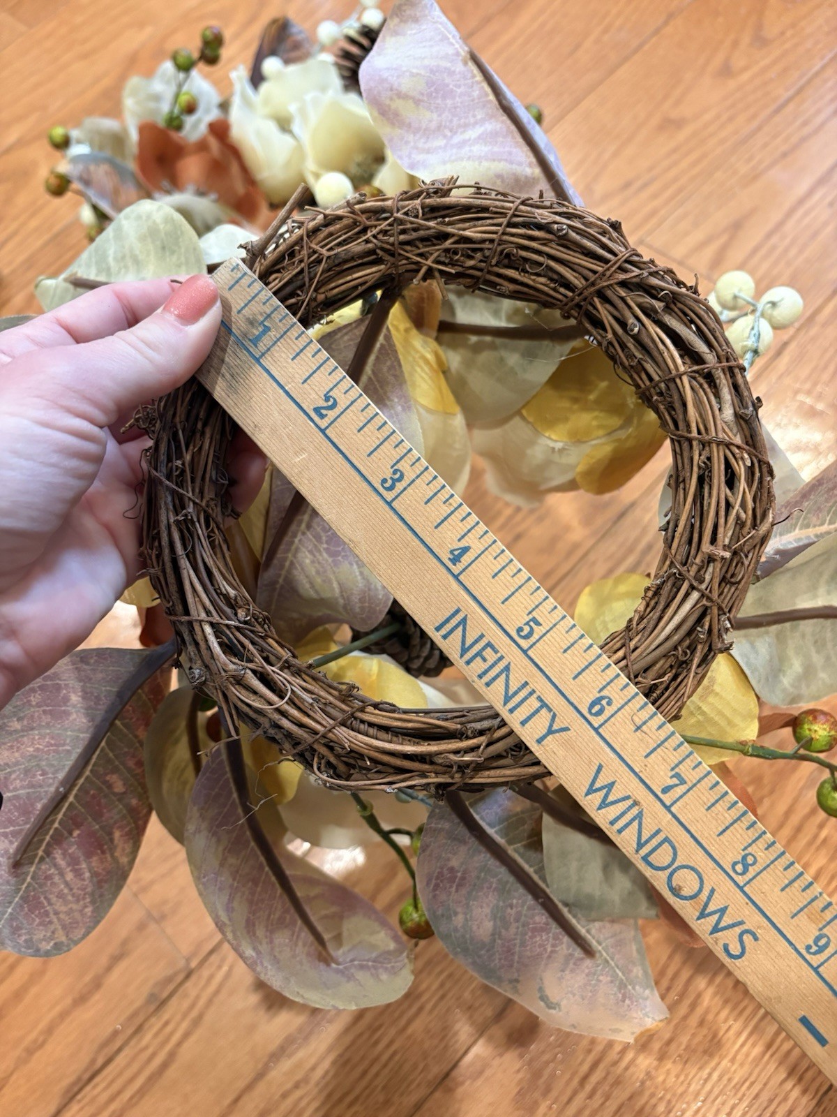 Set of 2 Fall Floral Mini Wreaths Magnolia Leaves Pinecone Rustic Autumn Decor