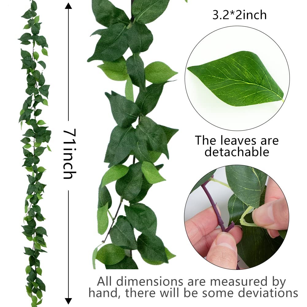 3Pcs Artificial Greenery Ivy Vines Kit, 6FT Odorless Silk Ivy Garland, Green …
