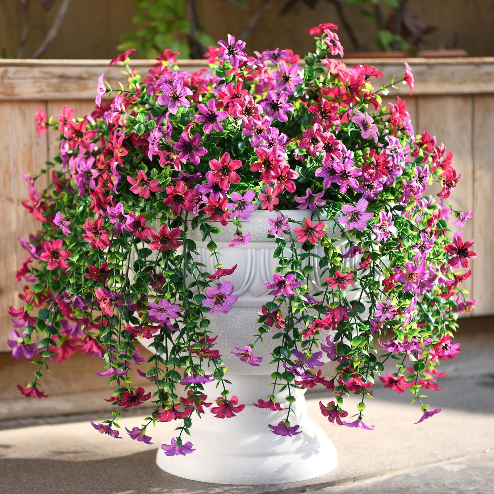 Artificial Faux Hanging Flowers Plants for Outdoor Summer Decoration, 2 PCS F…