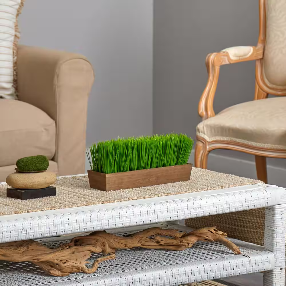 12 In. D Grass Artificial Plant in Decorative Planter