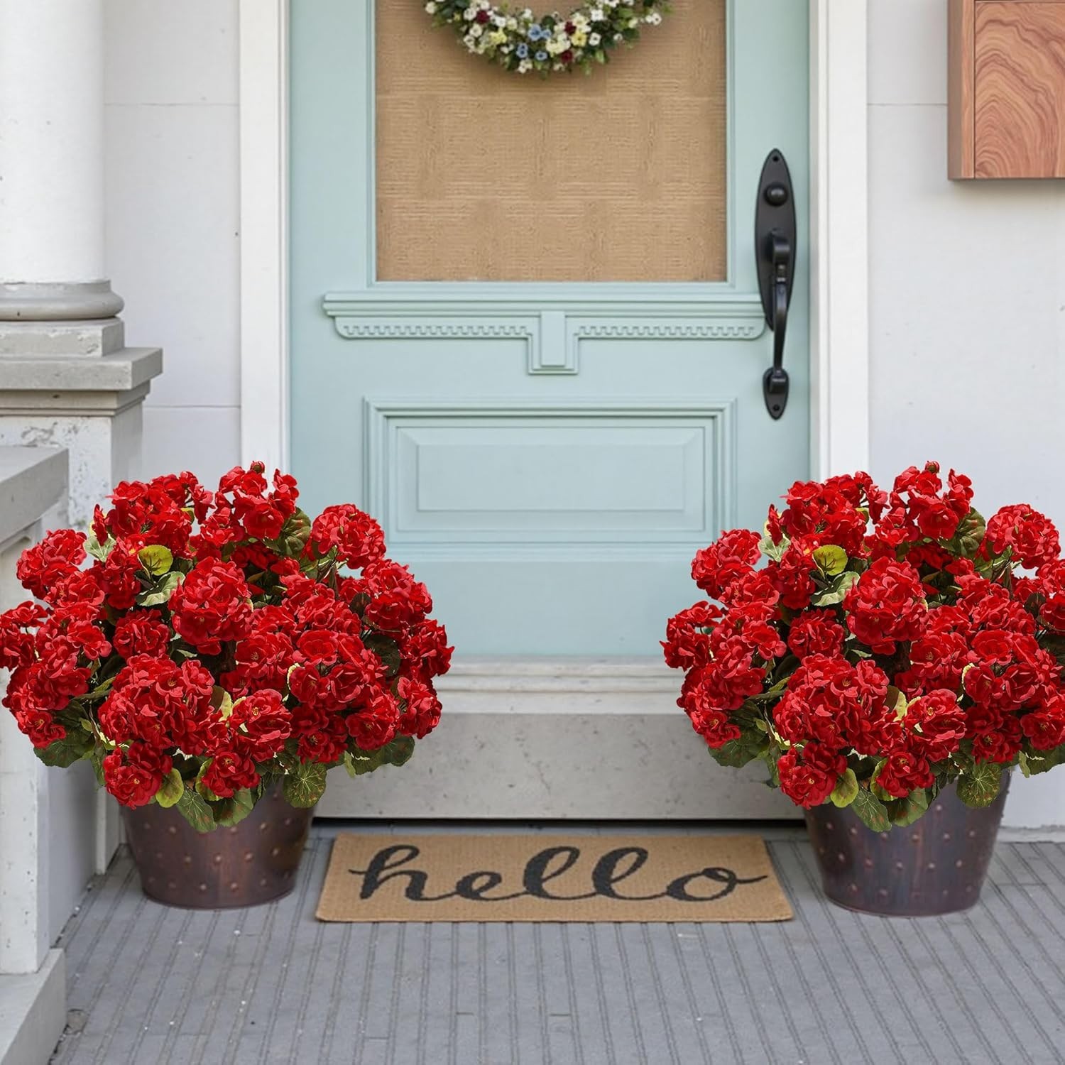 6 Bundles of Beautifully Crafted Silk Geraniums – Ideal for Porches and Gardens
