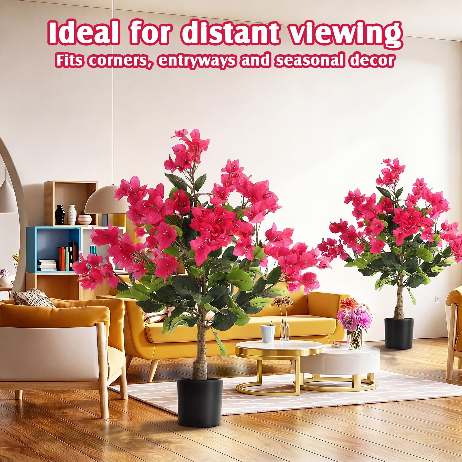 2 Pack 3ft Artificial Bougainvillea Trees Faux Bougainvillea Flower Tree in P…