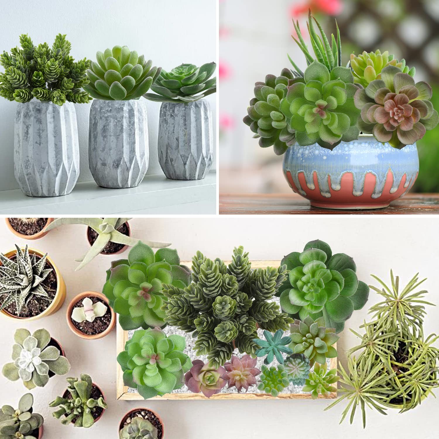 Artificial Succulent Plant,16pcs Large Faux Flocked Succulent Decor for Flora