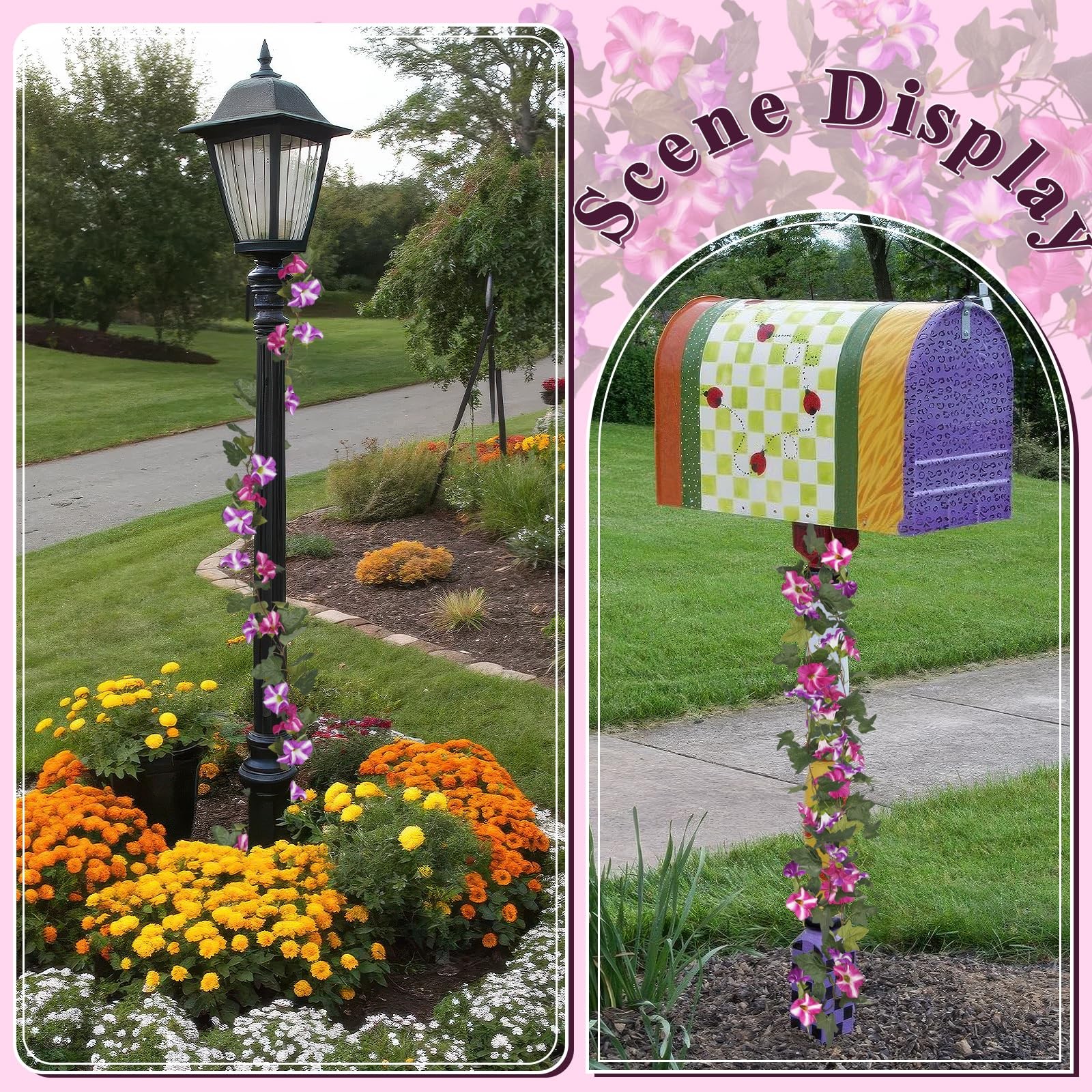 2 Pcs Artificial Vines for Outdoors Silk Morning Glory Garland 11.5 Ft Hangin…