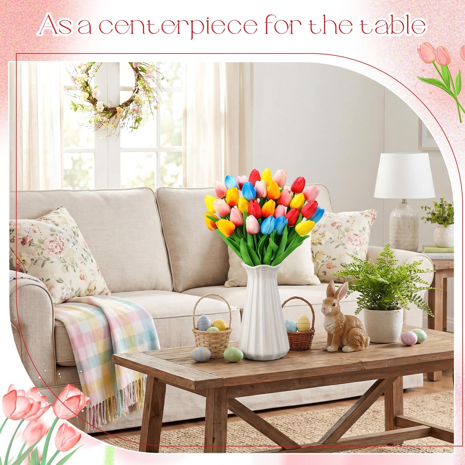 30 PCS Artificial Tulips Bouquet Faux Flowers Home Wedding Easter Gift Decor