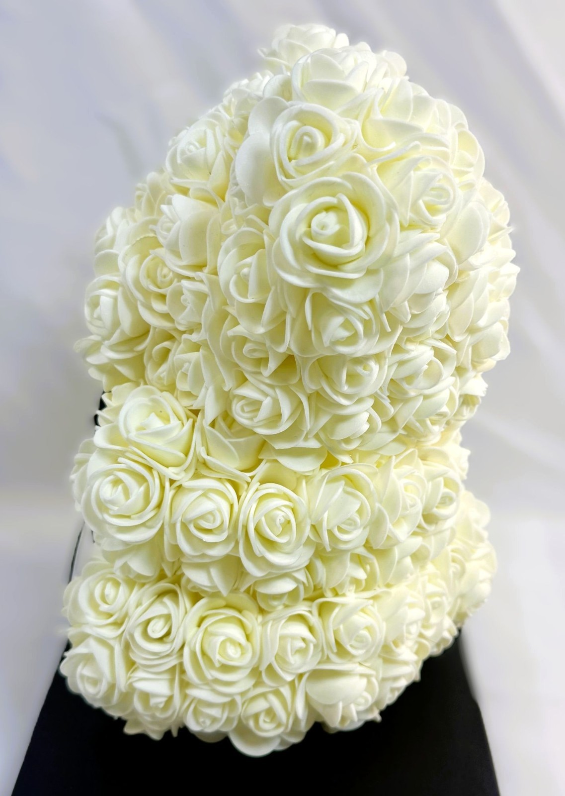 White Rose Bear Gift in Box Foam Flower Teddy Decoration New