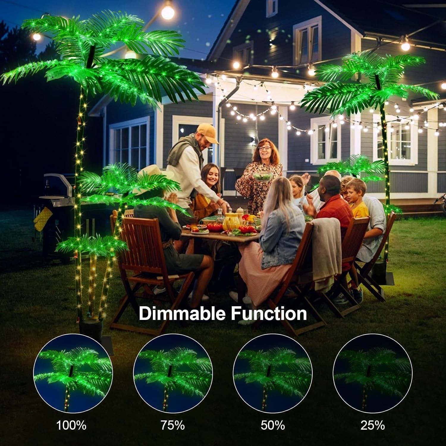 Artificial Lighted Palm Trees for Indoor Decor, 6.3Ft 219 LED Plug in Fake Tree
