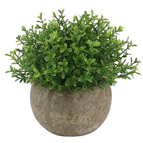 Mini Plastic Artificial Plants Grass in Pot/Small Artificial Faux Green Leaf