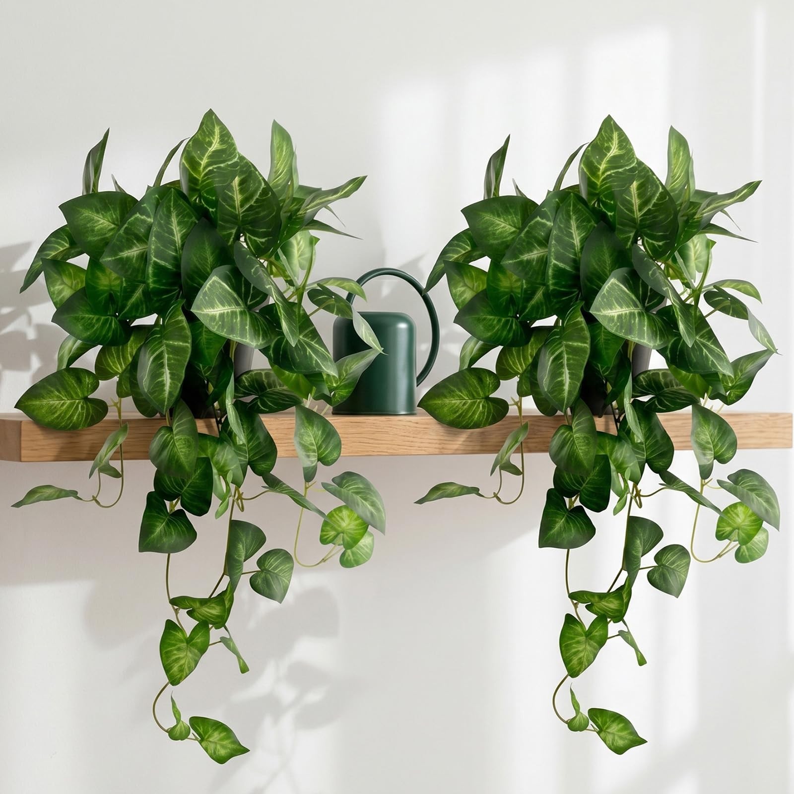 Artificial Pothos Hanging Plant 25in 2 Pack Faux Ivy Vines with Pots