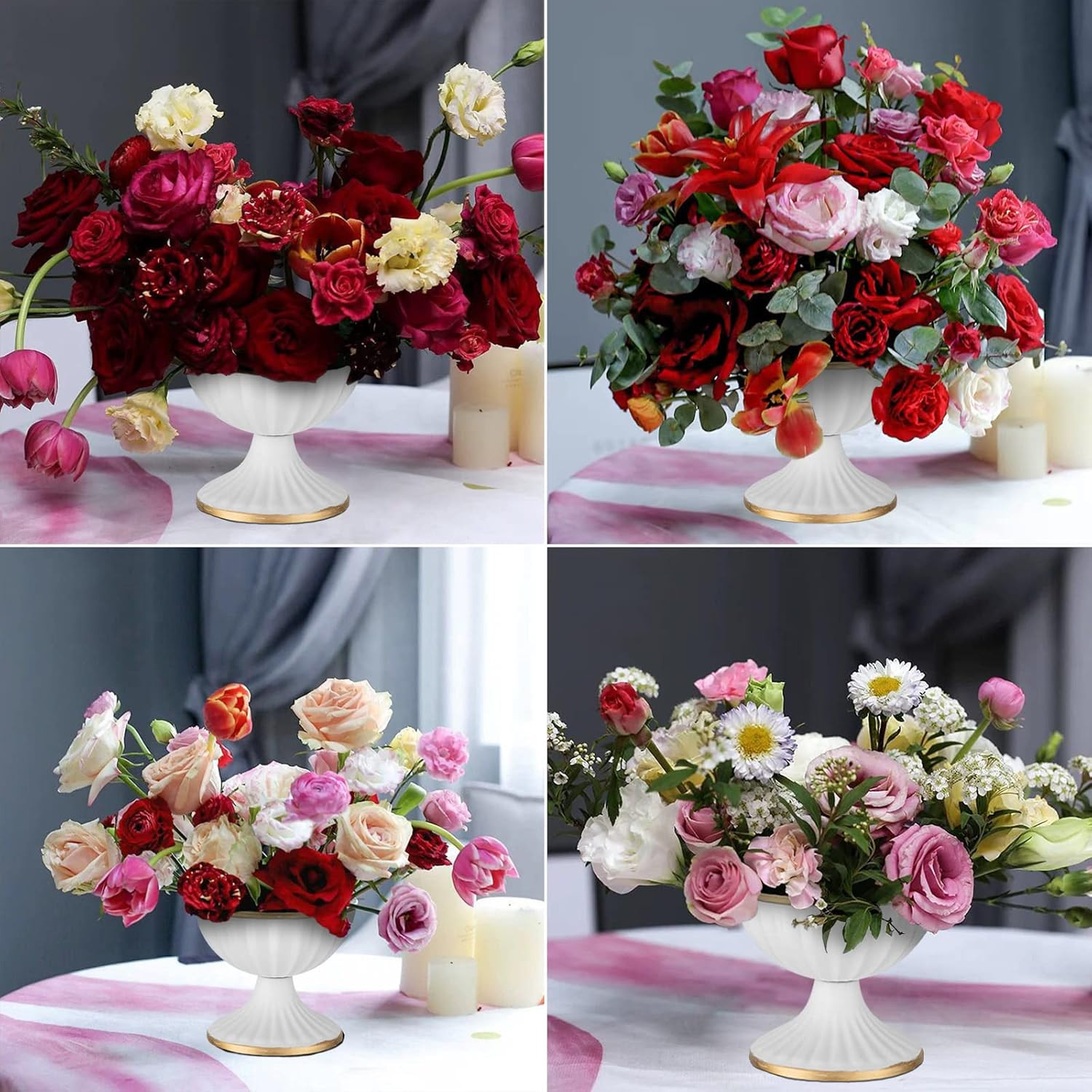 Mini White Flower Pots – 10PC Metal Vases for Home, Wedding & Party Decor