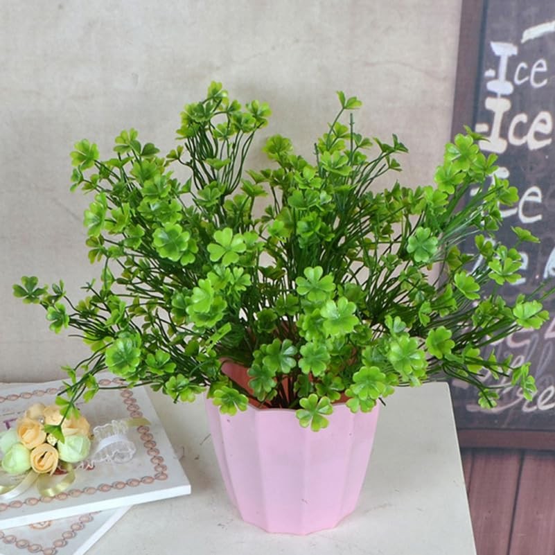 2 Pcs Artificial Four Leaf Clover Plants 15.7In UV-Resistant Silk Greenery, N…