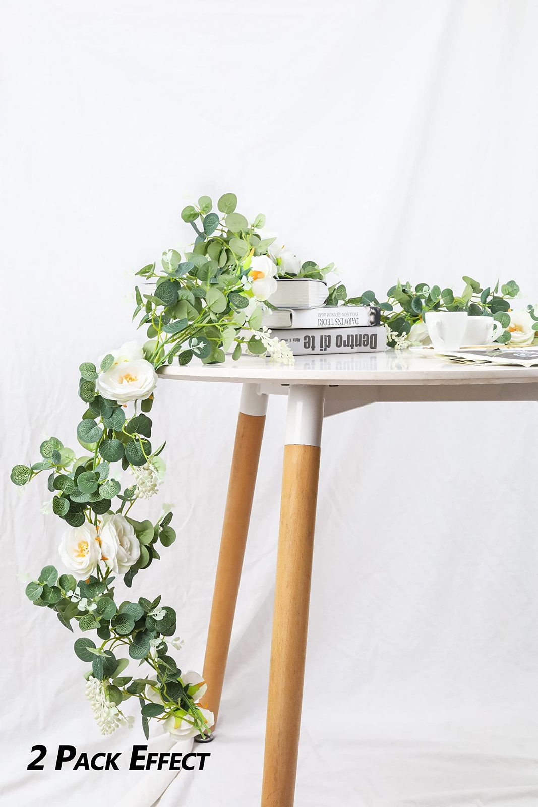 Der Rose 4 Pcs 13Ft Artificial Eucalyptus Flower Garland with Fake Silk Rose …