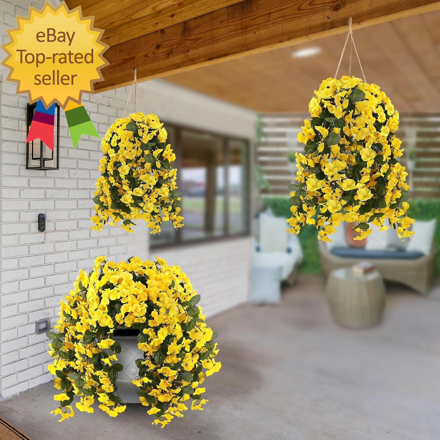 Artificial Fake Hanging Flowers Plants for Outdoor outside Spring Summer