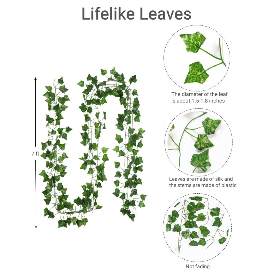 12‑Pack Fake Ivy Vines – 84ft Artificial Greenery Garlands for Room Decor, Bedro