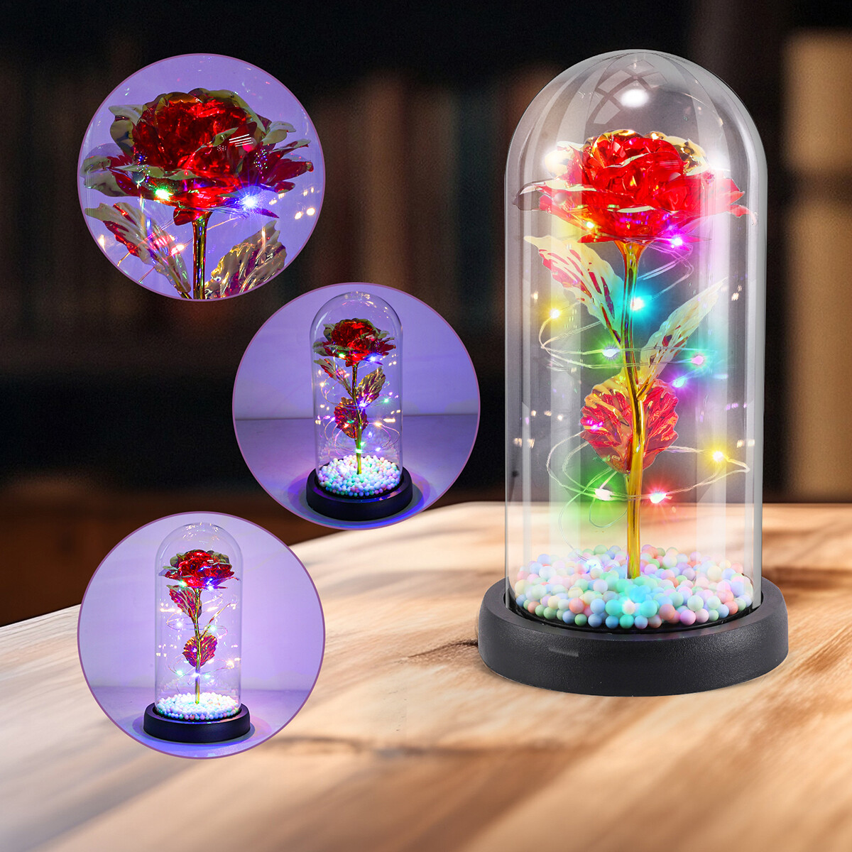 Valentines Day Gifts for Her – Crystal Galaxy Enchanted LED in Glass Rose Gifts