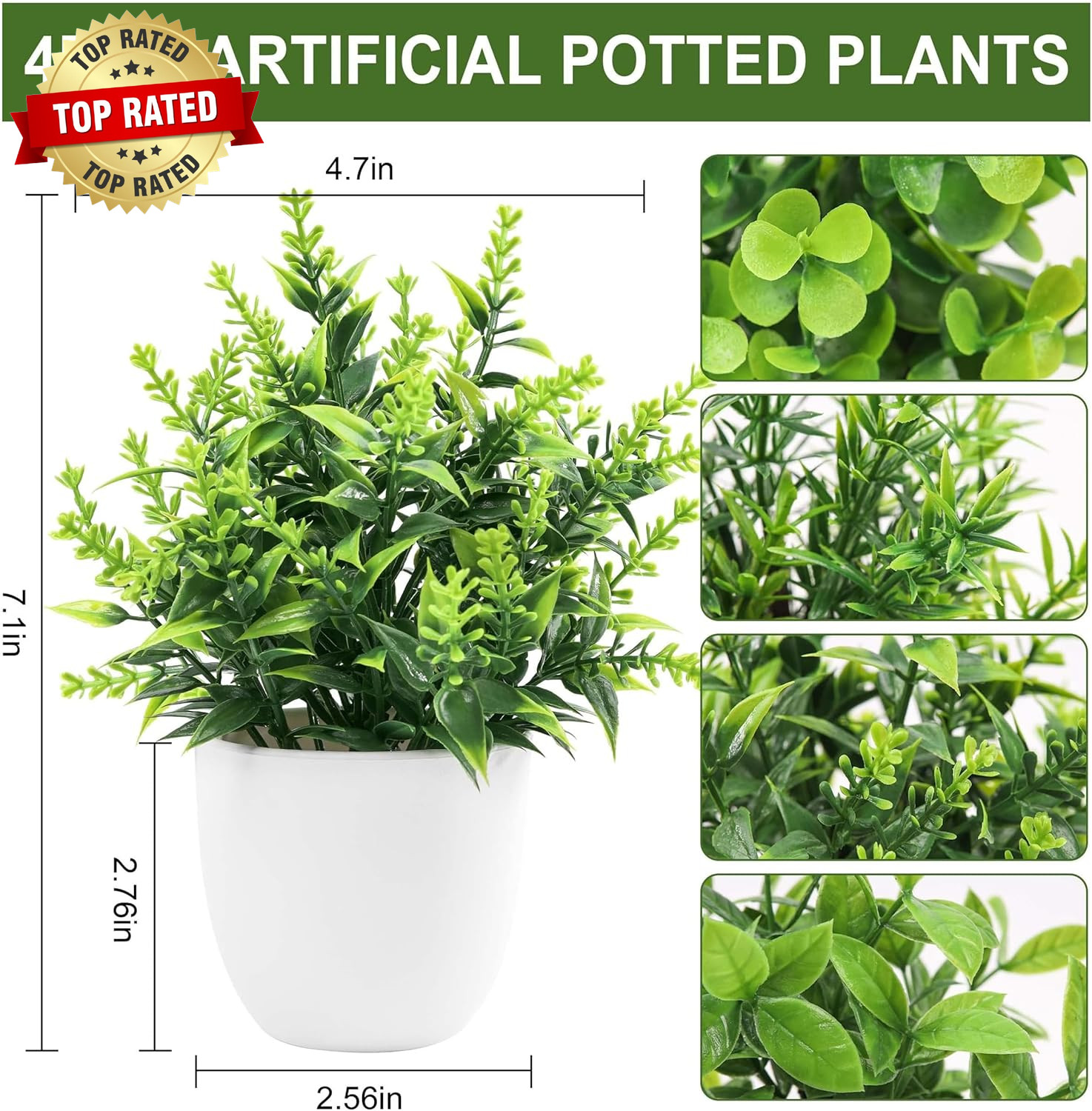 4 Pack Faux Plants Indoor Small Fake Plants for Bathroom Decor | Fluffy Pretty L