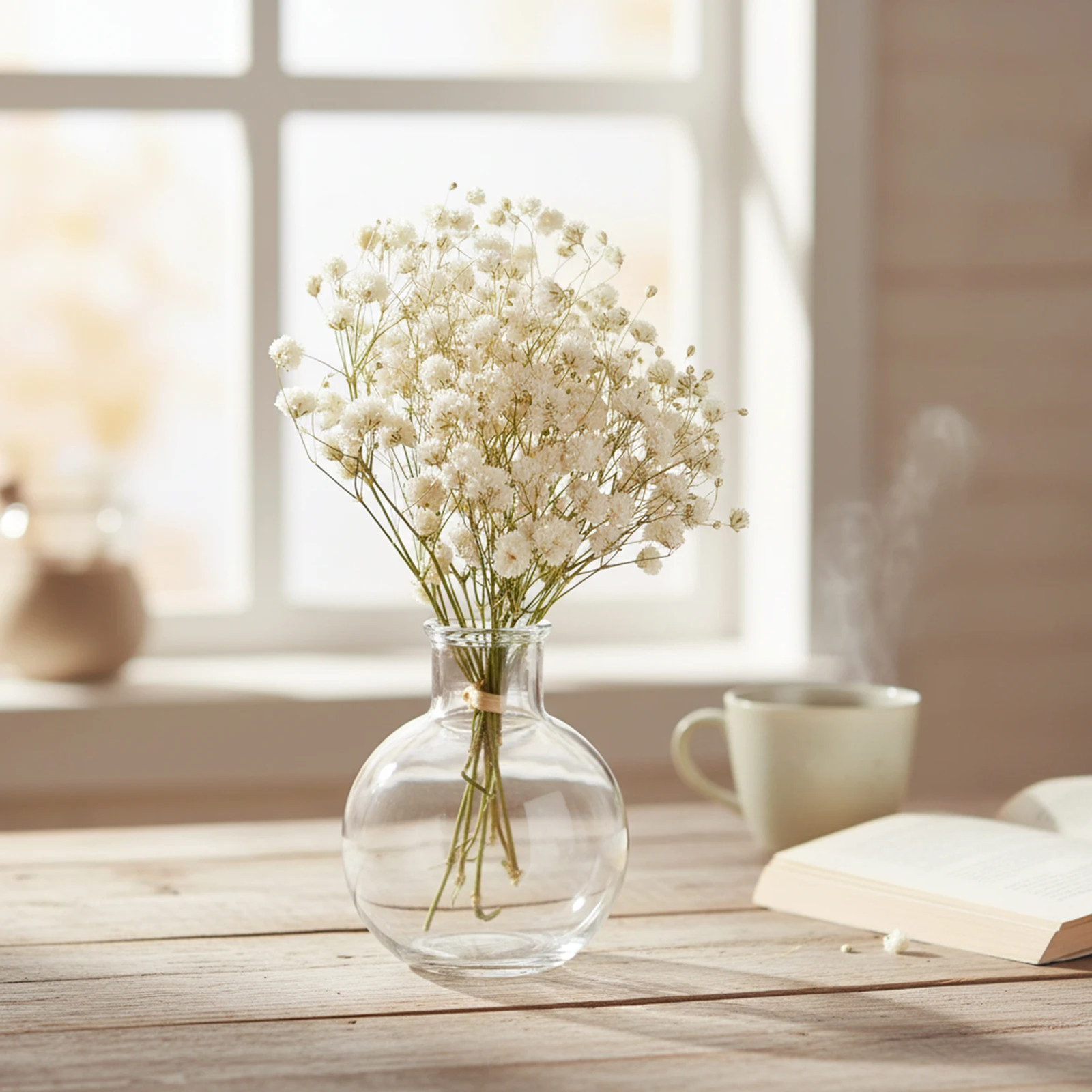 Preserved Mini Flower Bouquet with Baby’S Breath and Lover’S Grass for Home Wedd