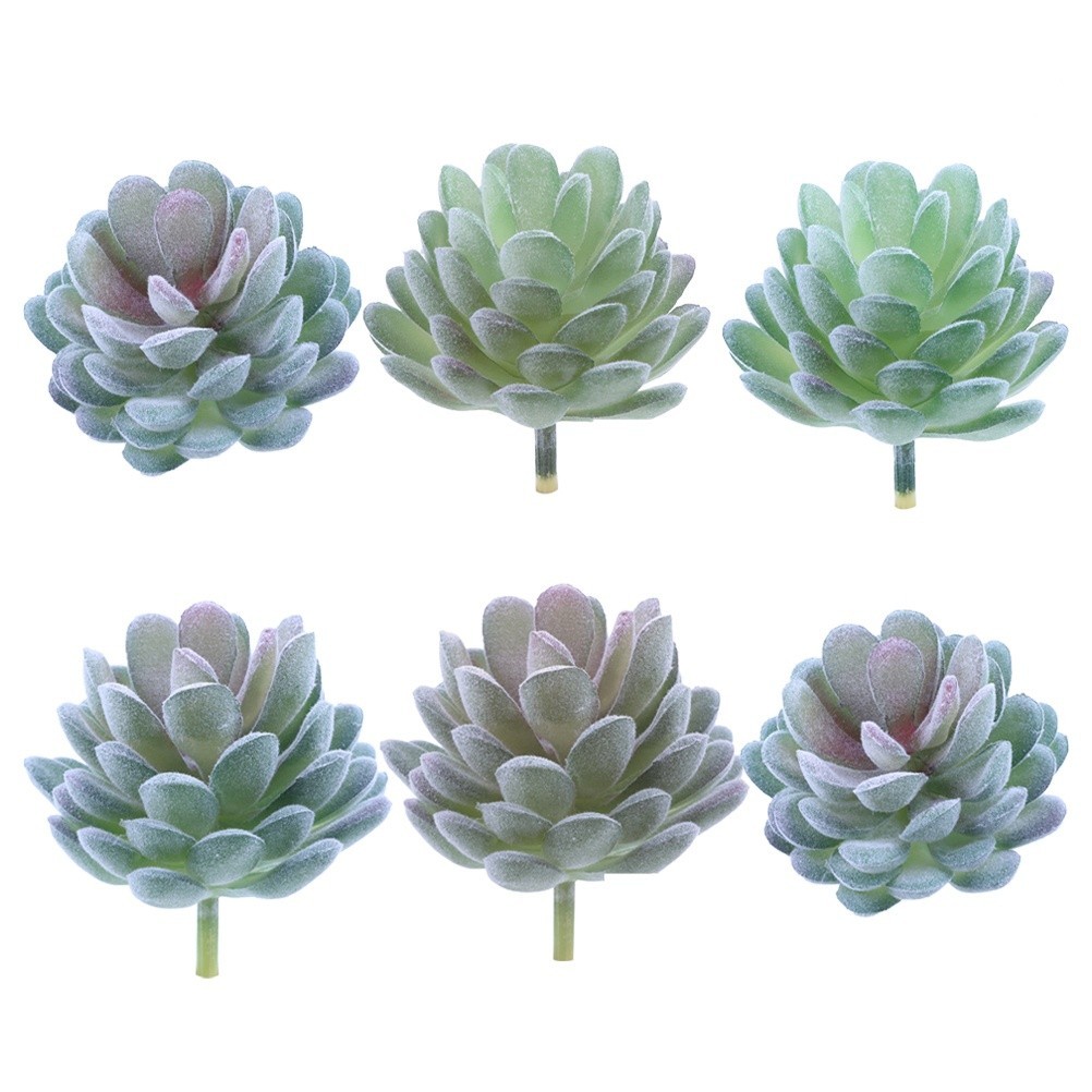 6Pcs Reusable Simulated Succulent Plants Assorted Color PVC for Home Decor