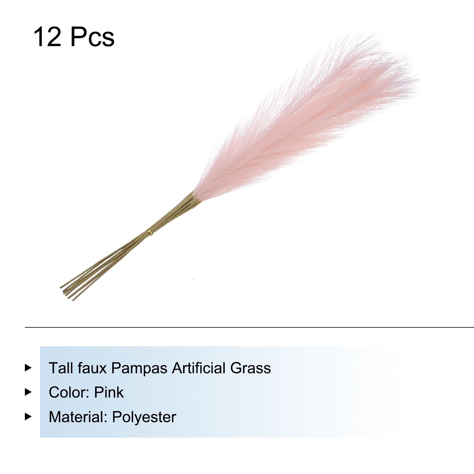 12 Pcs Pink Faux Pampas Grass 21″ Fake Pampas Artificial Pampas Grass