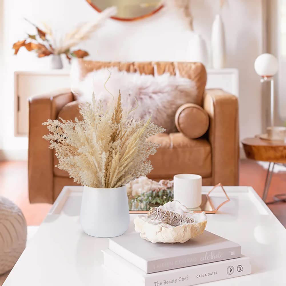 Faux Pampas Grass with Vase, Artificial Pampas Grass Flowers Bouquet Plant Fl…