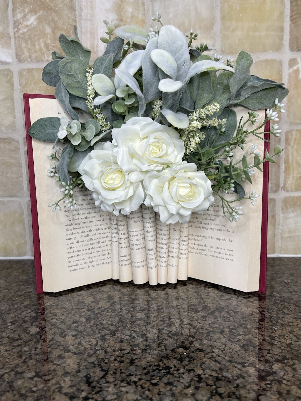Upcycled Book Vase with White Roses | Book Lover Decor, Book Girlie, Reader Gift