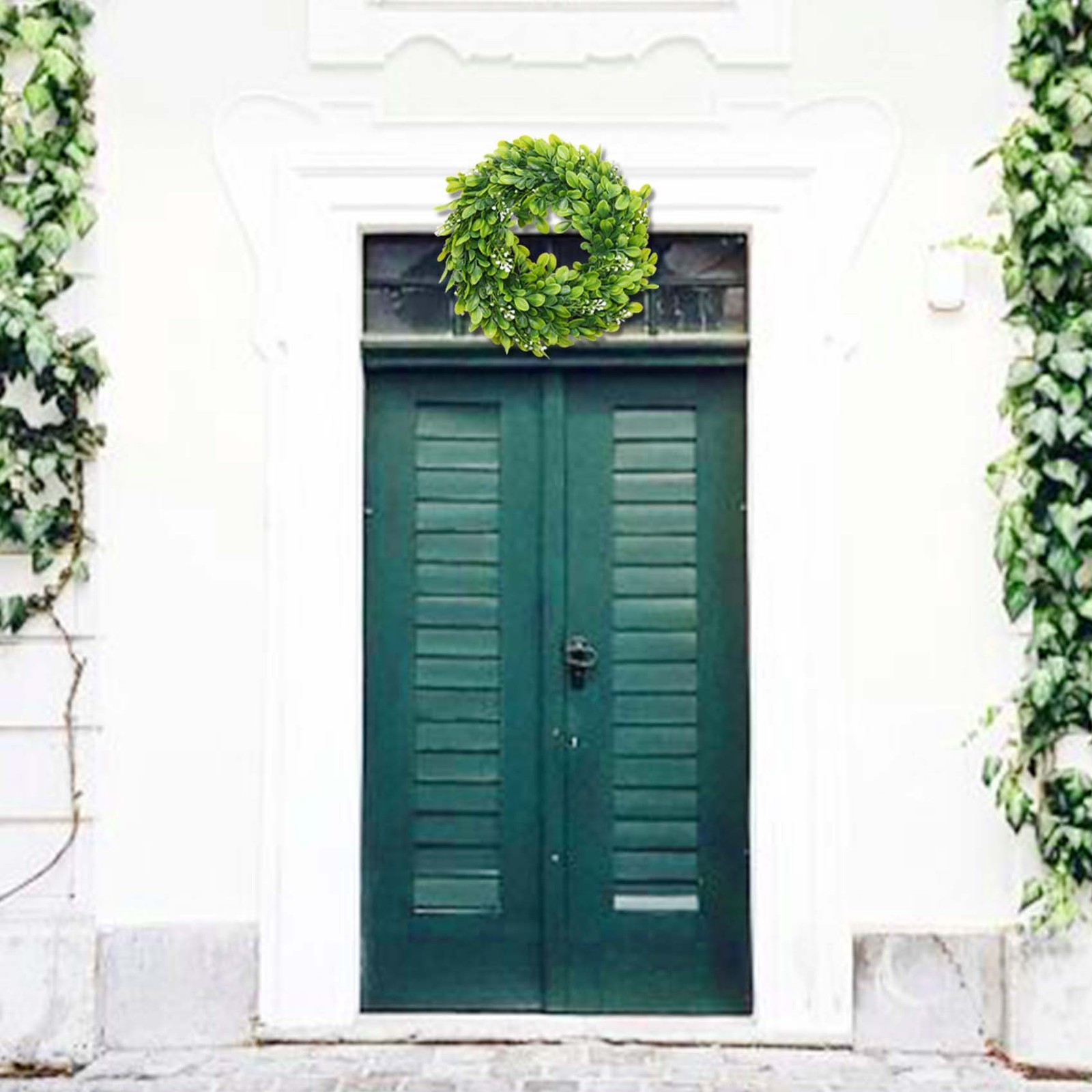 2 Pack Artificial Boxwood Wreath Faux Artificial Wreath Front6245