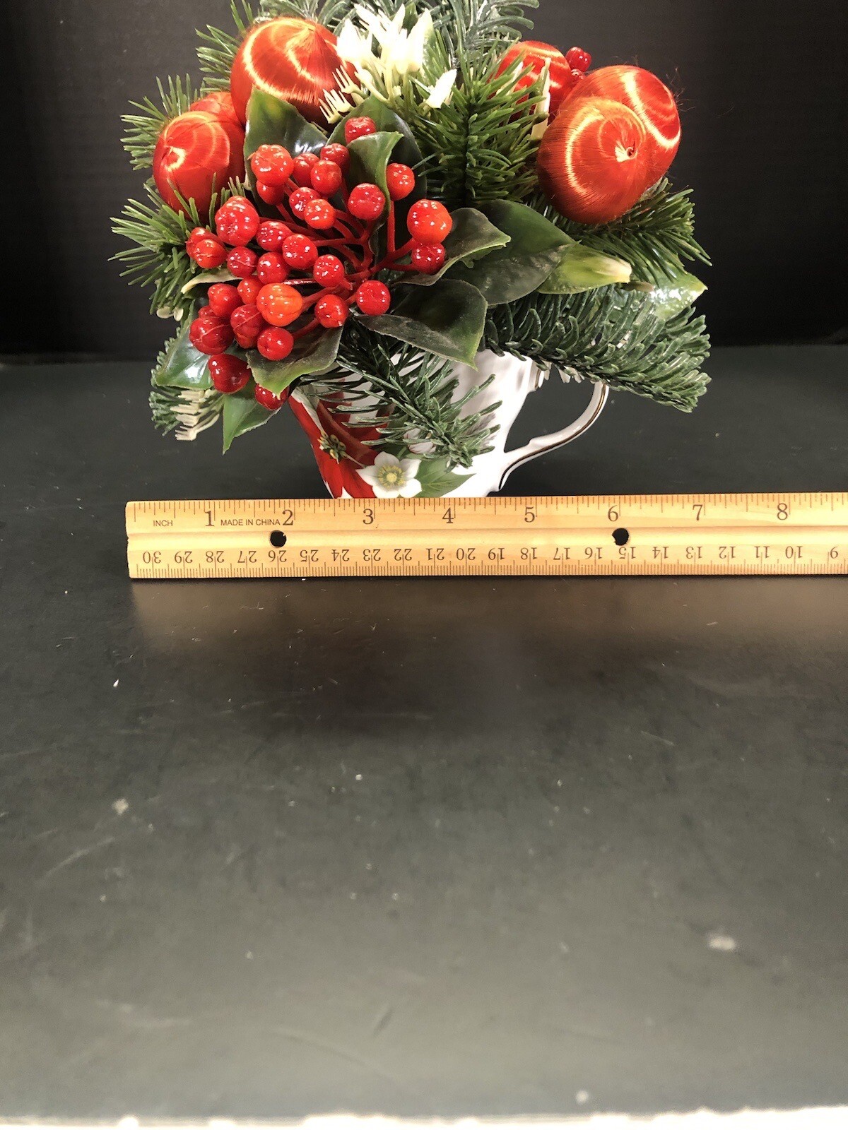 Christmas Floral Assemblage In Duchess England Bone China Tea Cup