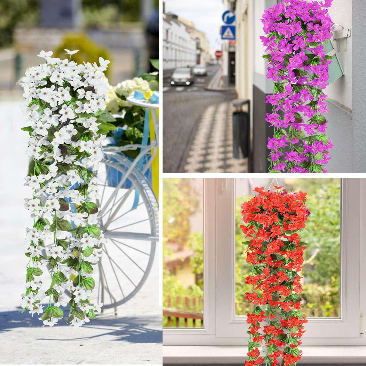 Artificial Violet Garland Fake Flower Garden Wedding Ratta Hanging Decor Outdoor
