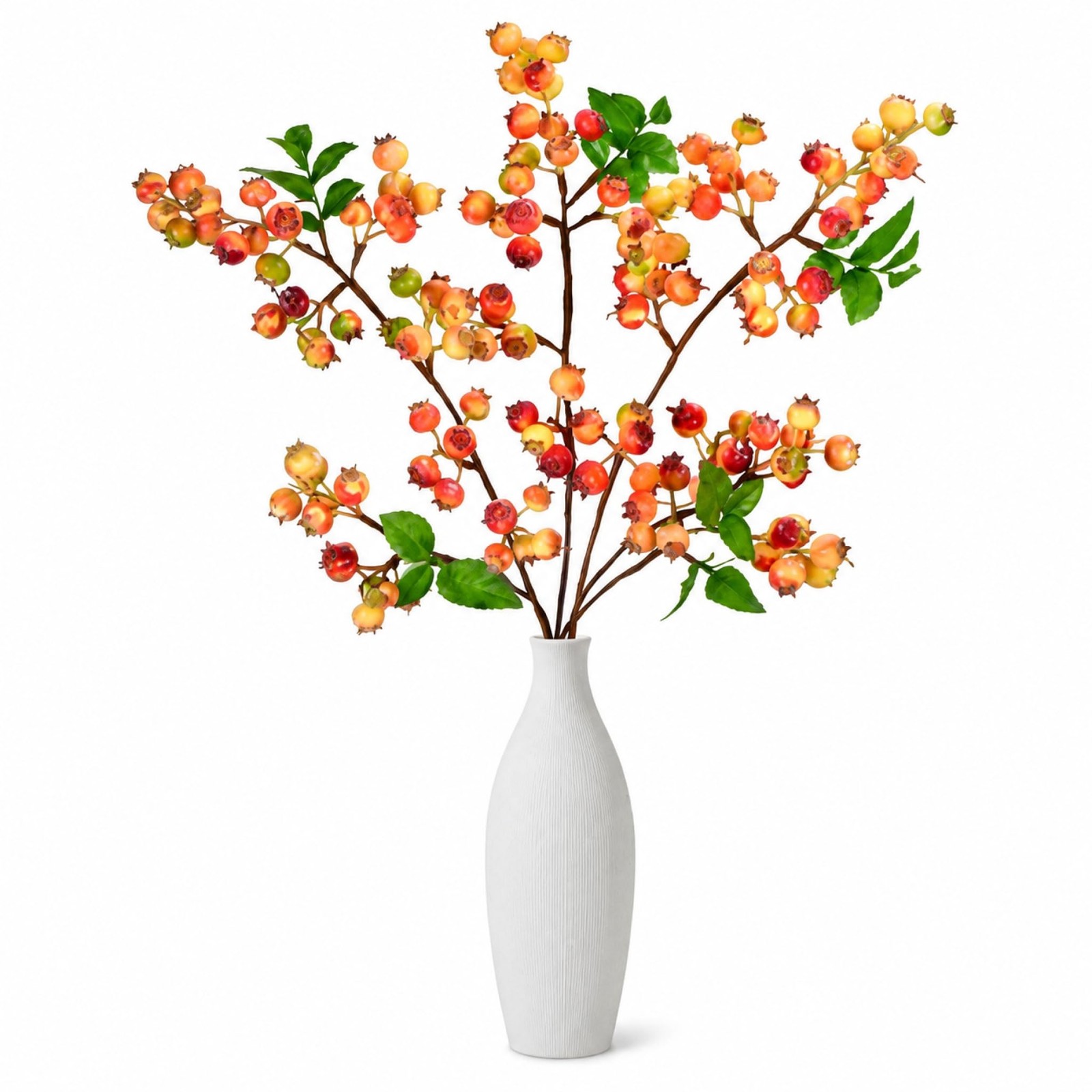 Fall Artificial Berries Stems 3Pcs Fake Blueberrys Orange Fruit vase Filler