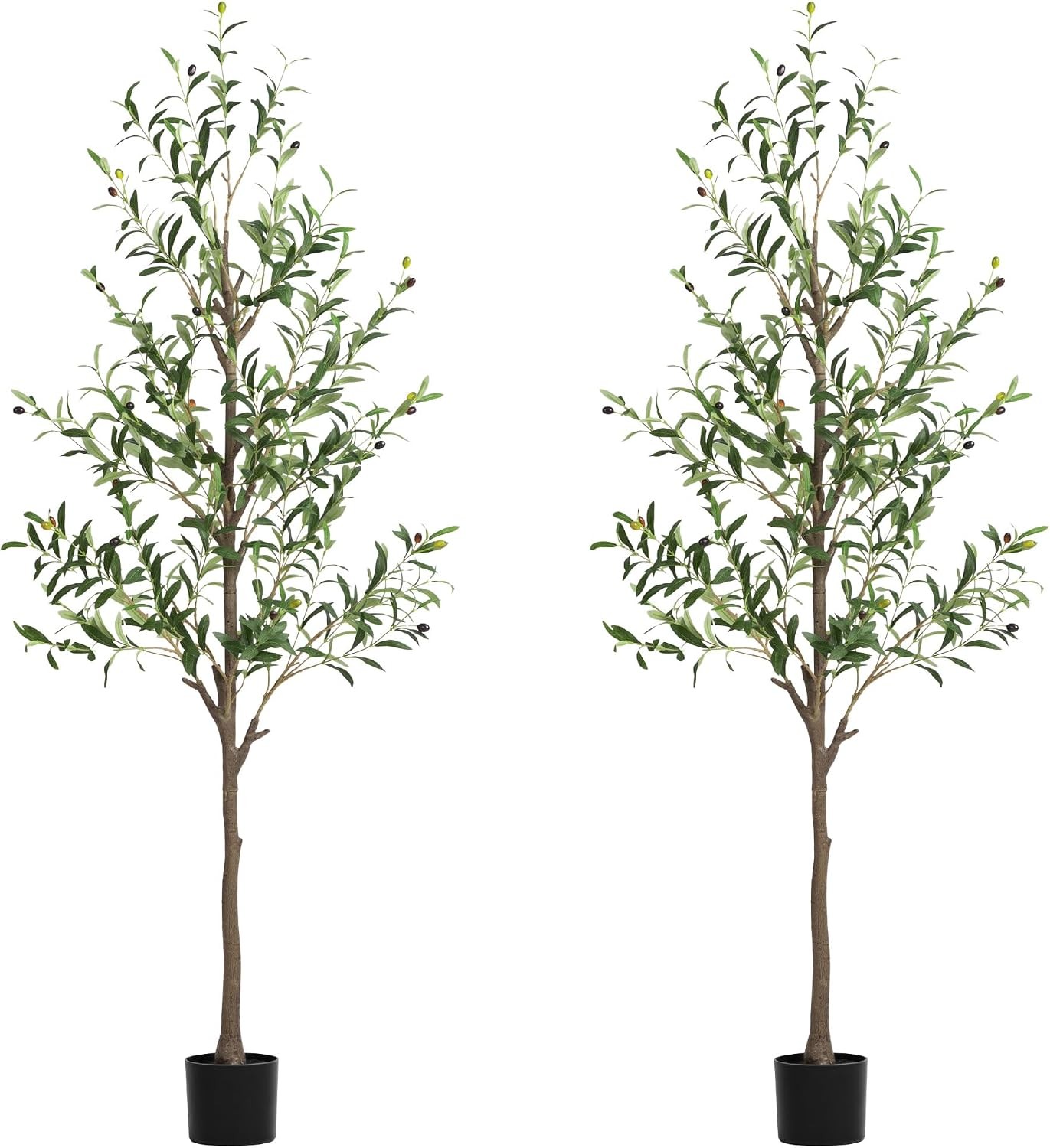 2-Pack 6 FT Olive Tree Artificial Indoor Faux Olive Trees with Planter Fake