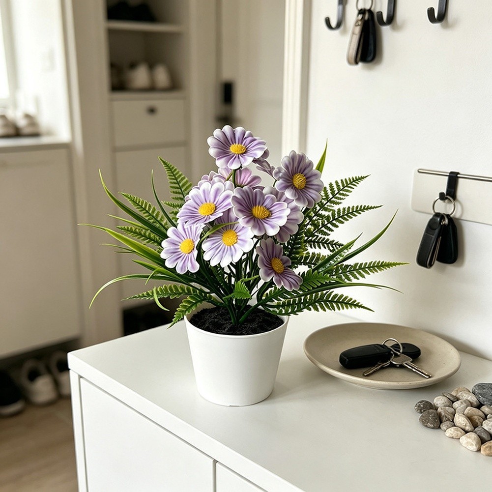 Indoor Chrysanthemum Bonsai Style Plant for Desk Nightstand Table Decor