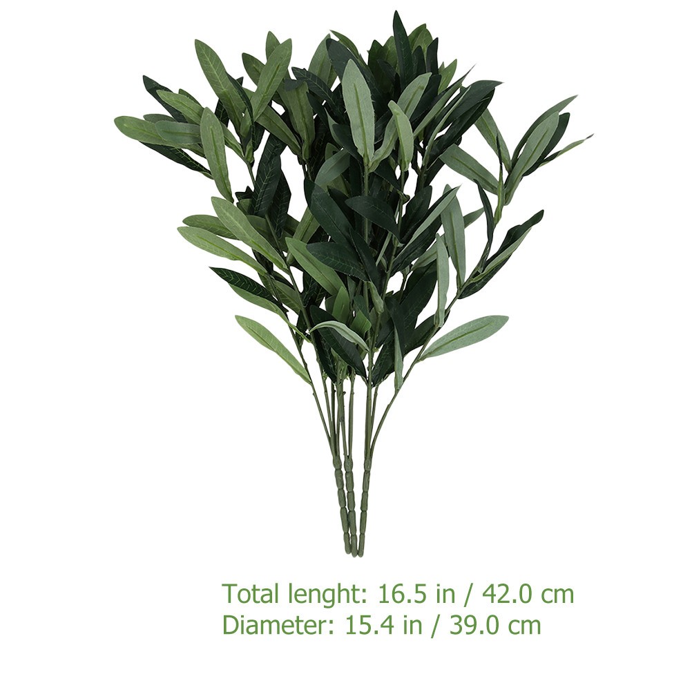 3Pcs Plastic Artificial Plants Green Fake Leaves for Office Home Table Display