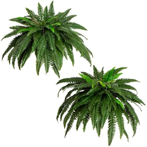 48in Artificial Boston Fern (Set of 2), Large Faux Greenery 48″ – Set of 2