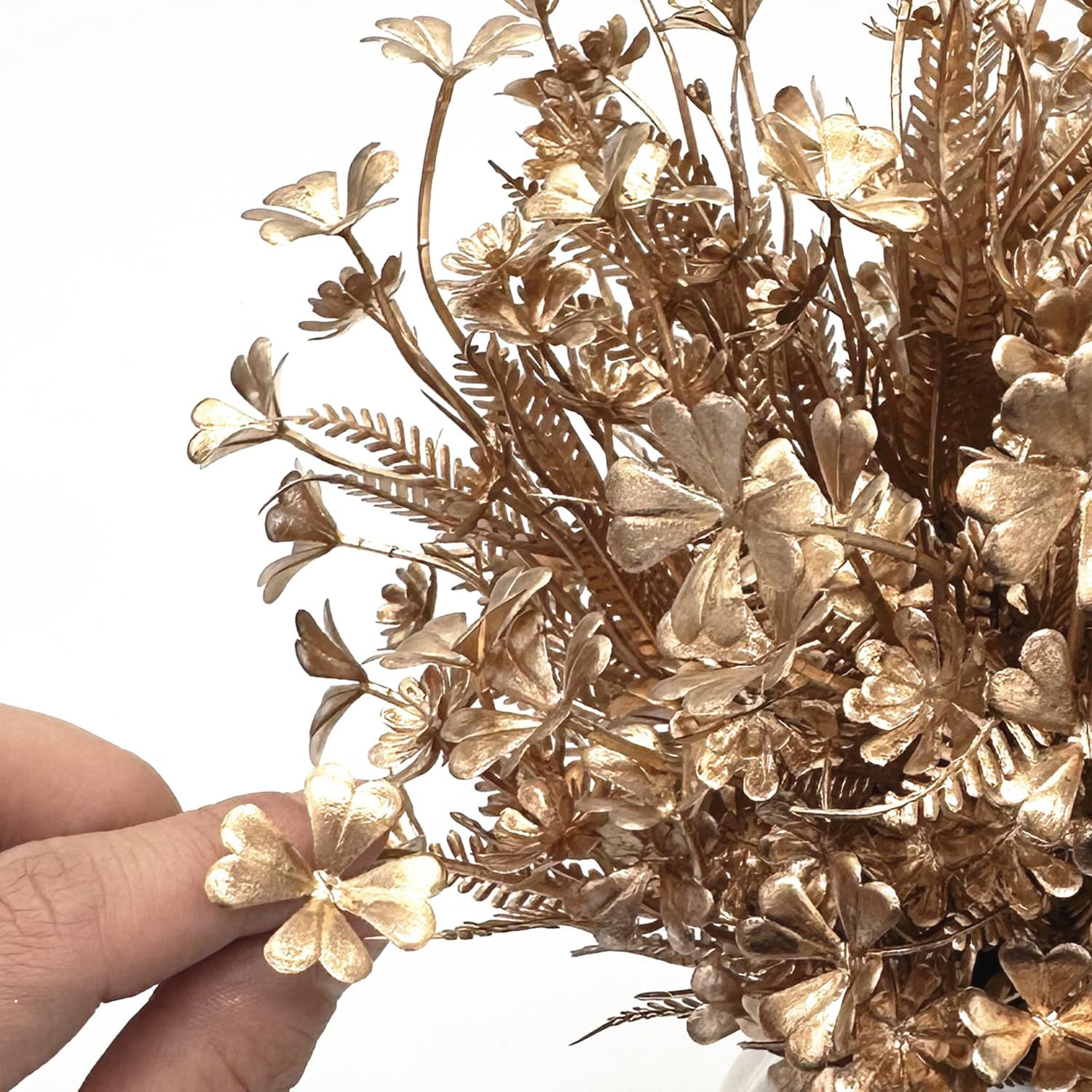 Gold Fake Flowers Artificial Shrubs for Christmas Decor, Plastic Plants